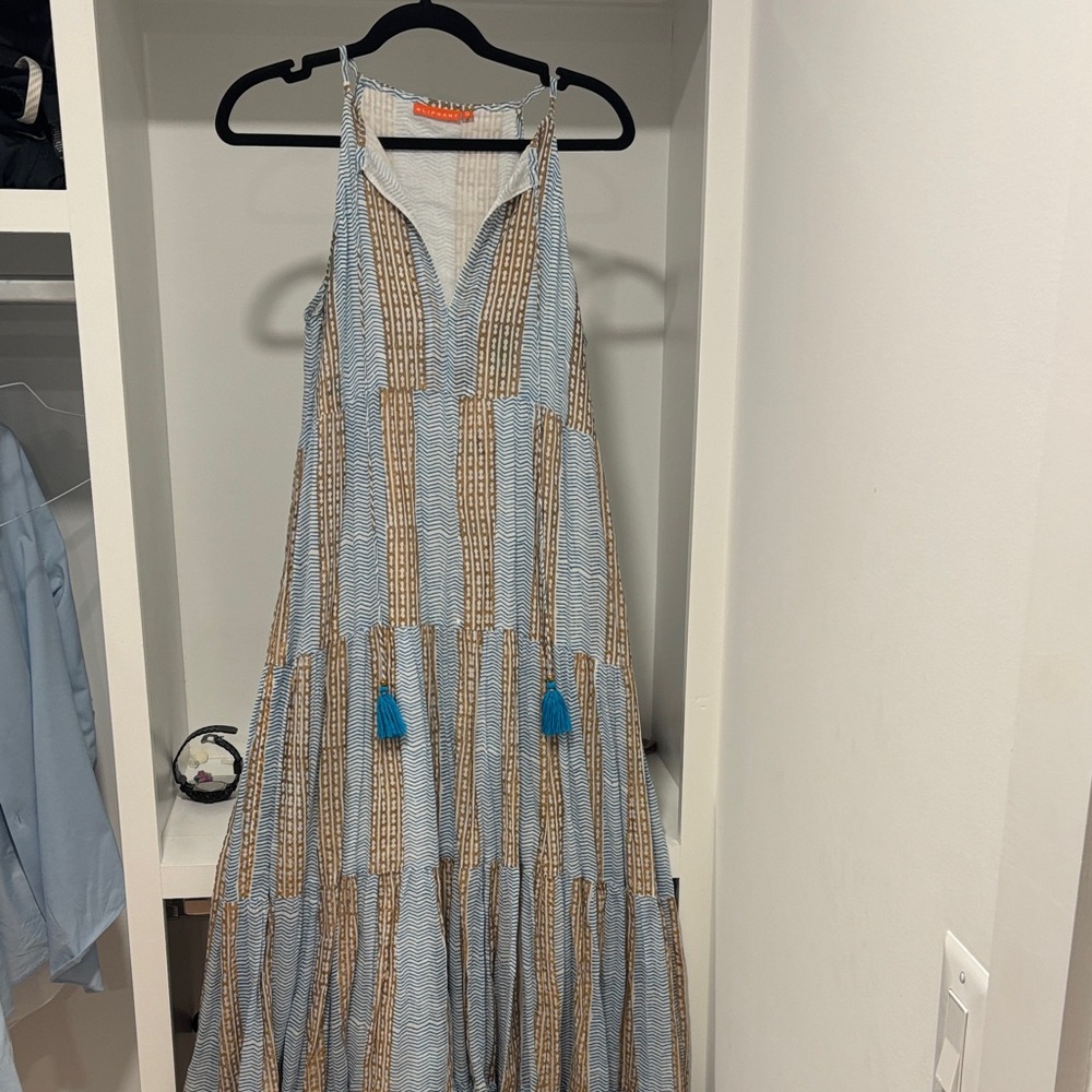 Oliphant Blue And Brown Patterned Maxi Dress - image 3